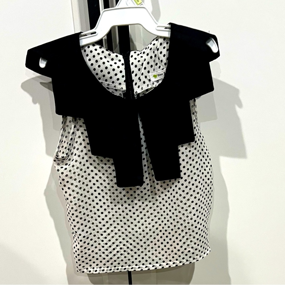Dino Bebe black and white polka dot tank blouse size 3 excellent condition
